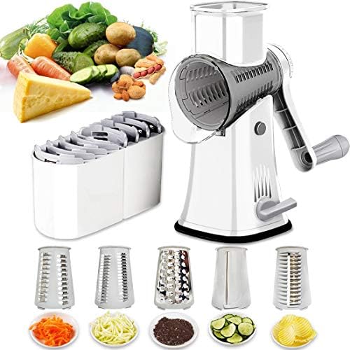 5-in-1 Rotary Cheese Grater Shredder, White