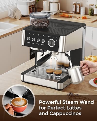 Electactic Espresso Machine with Grinder, 15 Bar, Black