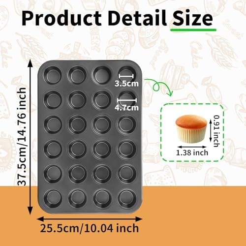 Beasea Nonstick Mini Muffin Pan 24 Cups, 2 Pack 24 Mini Small Tiny Cup