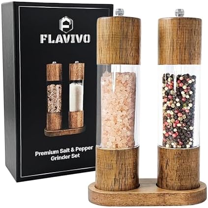 Wooden Salt and Pepper Grinder Set, 8-Inch
