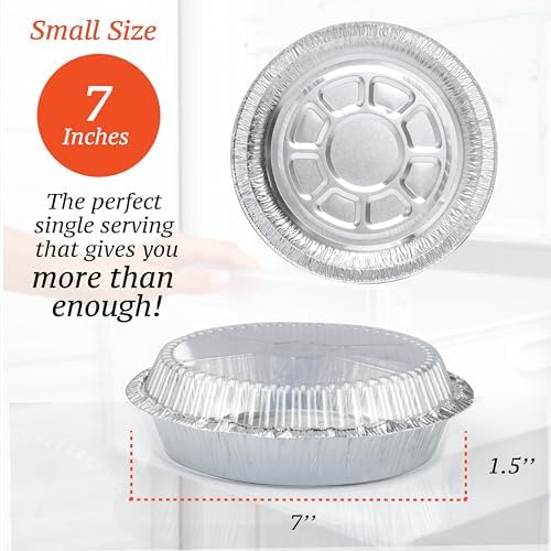 55 Pack - 7" Round Aluminum Pans with Lids - Aluminum Foil Pans with