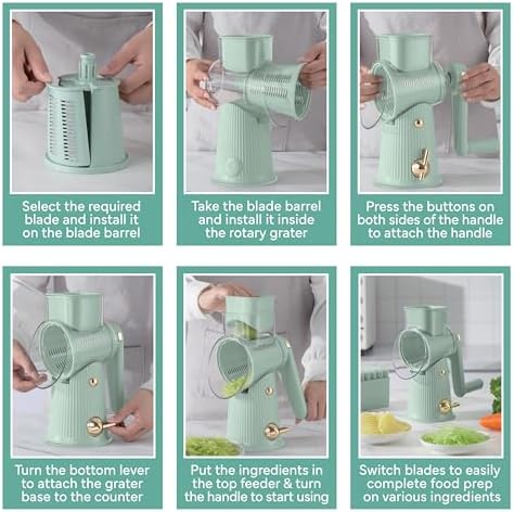 COOK WITH COLOR Rotary Cheese Grater, 5 Blades