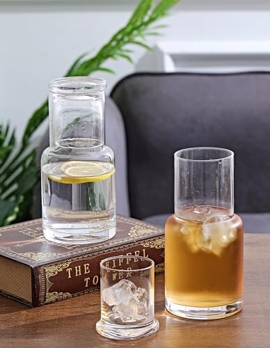 Bedside Carafe and Glass Set, Use Tumbler as Lid Night Table Water