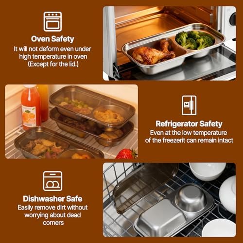 2 Compartment Grab and Go Snack Containers Reusable,Stainless Steel