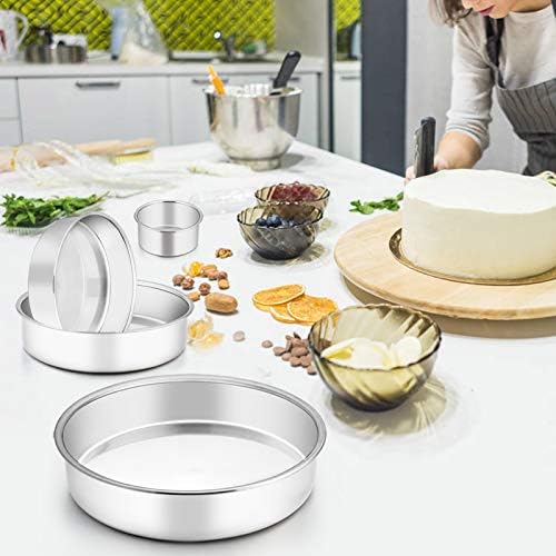 TeamFar Cake Pan, Stainless Steel Round Baking Pans Set for Layer Cake