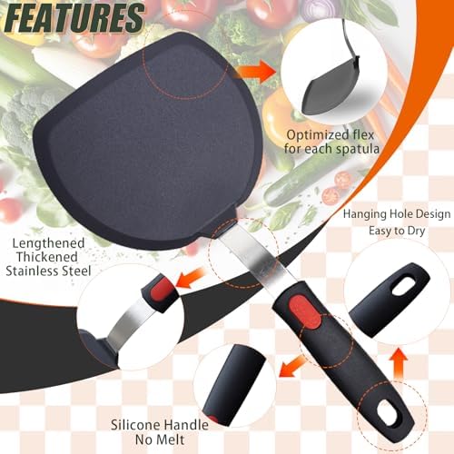 TOTDTDA 3-Pack Large Silicone Spatula Turners