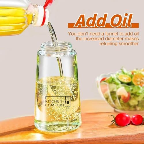 2-in-1 Oil Sprayer & Dispenser, 16oz/470ml Glass Bottle, Off White