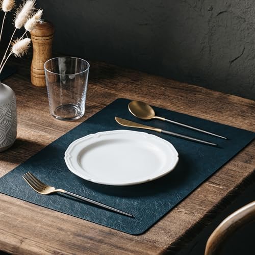 DOLOPL Placemats Set of 6, Reversible Dual-Color Faux Leather Place