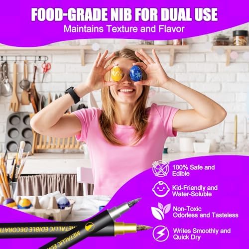 10-Piece Dual-Sided Edible Food Markers, Fine and Thick Tips
