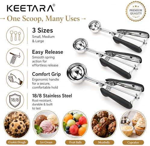 Cookie Scoop Set, Cookie Scoops for Baking Set of 3