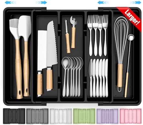 Large Expandable Silverware Drawer Organizer, Utensil Tray