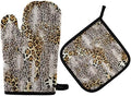 QMXO Animal Leopard Skin Print Oven Mitts Quilted Cotton Lining