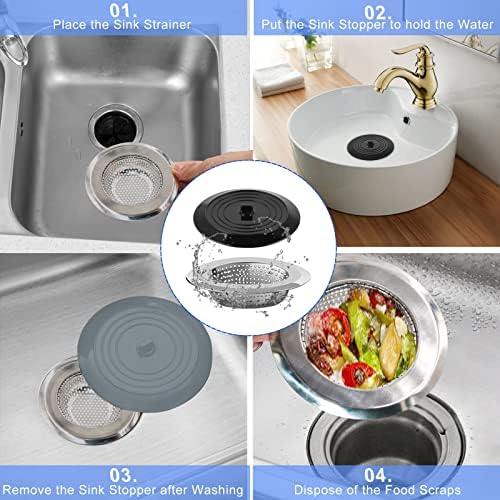 V-TOP Sink Strainer Stopper 4 Pack, Universal Silicone Kitchen Sink