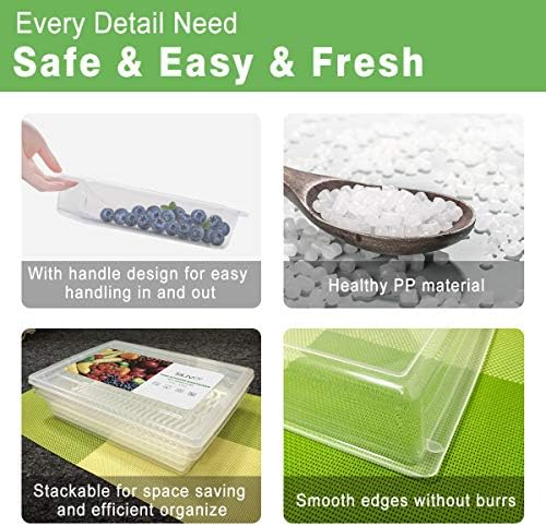 3 Pack 2.5L Fruit Storage Containers for Fridge with Water Drain Trays