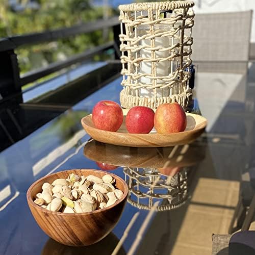 Wood Bowls, Set of 4, 5 In Solid Acacia, Snack, Dip, Dessert & Prep