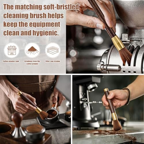 Coffee Filter Holder & Cleaning Brush Set (Black holder+Brush)