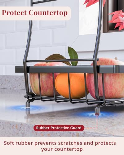 2-Tier Fruit Basket for Kitchen Counter with 2 Removable Banana Holders