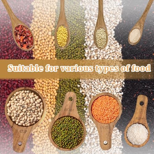 Wooden Measuring Cups and Spoons Set - Eco-Friendly Solid Acacia Wood