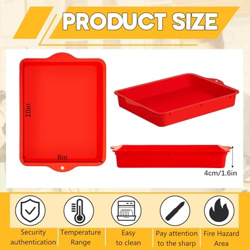 Geetery Set of 4 Silicone Square Cake Pan Silicone Brownie Pan