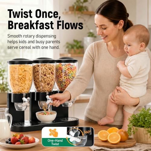 Countertop Cereal Dispenser 3 Pack, 6L Large Capacity for Small Dry Food