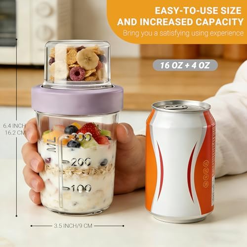 4-Pack 16+4 OZ Glass Mason Jars with Lids and Spoons