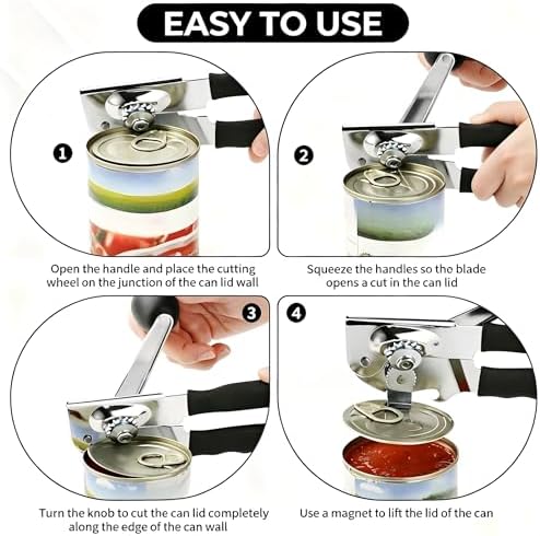 Heavy Duty Manual Can Opener with Magnetic Lid Lifter