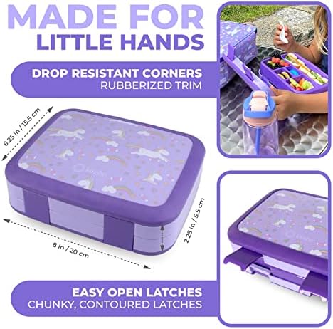 kinsho Bento Box for Girls Toddlers with Thermo Lunch Pack, Purple