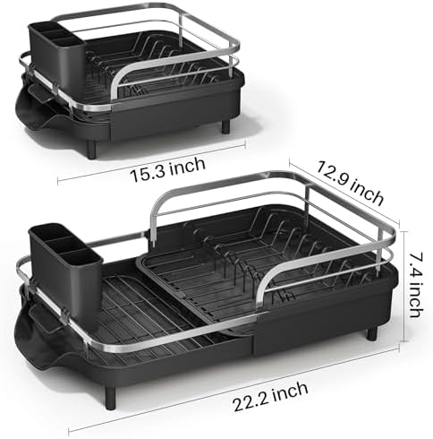 SAYZH Expandable Dish Drying Rack, Black