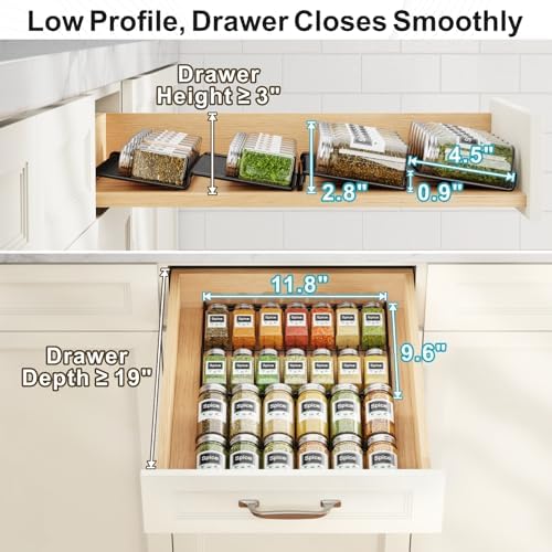 iSPECLE Spice Drawer Organizer - See Every Spice & Grab Quickly