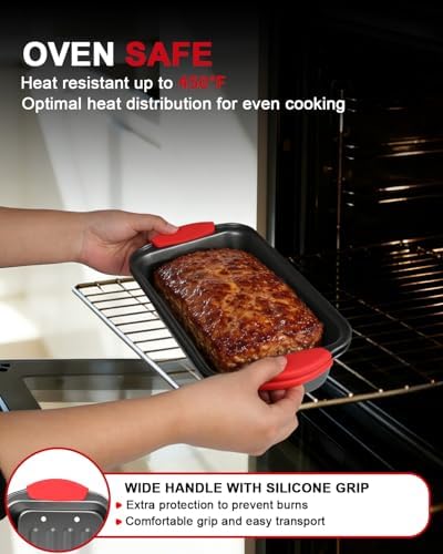Meatloaf Pan with Drain Tray, 2PCS Nonstick Meat Loaf Pan with Drip