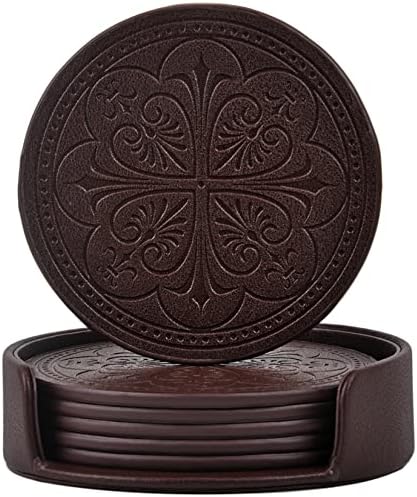 Drink Coasters,PU Leather Bar Beer Beverage Coaster for Drinks Set of