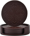 Drink Coasters,PU Leather Bar Beer Beverage Coaster for Drinks Set of