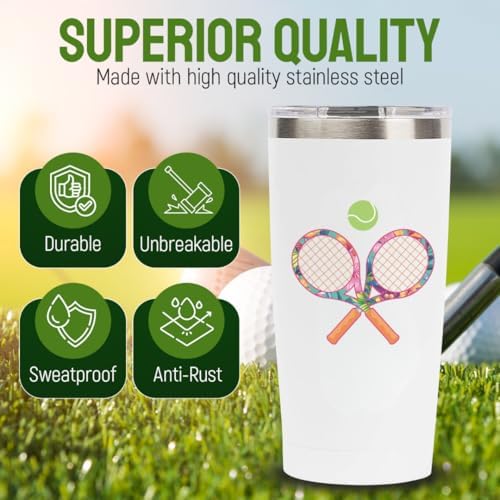 Tennis Gifts for Women - Insulated 20 oz Wine, Coffee Drink Tumbler
