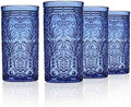 Godinger Cobalt Blue Tall Highball Glasses, Set of 4, 14oz, Jax