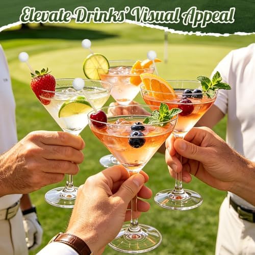 100 Golf Ball Cocktail Picks, 4.9 in Fancy Toothpicks for Appetizers