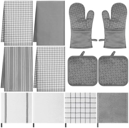 LemonRoad 12 Pcs Oven Mitts Kitchen Towels Dishcloths with Pot Holders