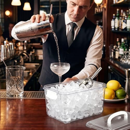 2 Pcs Ice Container for Freezer with Lid, Bin and Metal Scoop