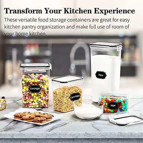 Wildone Airtight Food Storage Containers with Lids, 14PC Plastic Kitchen Storage Containers for Pantry Organization and Storage, Cereal, Flour and Sugar Containers, Include 20 Labels & Pen