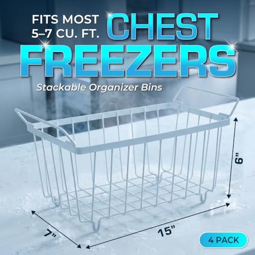 Deep Freezer Organizer Bins, 4-Pack, White