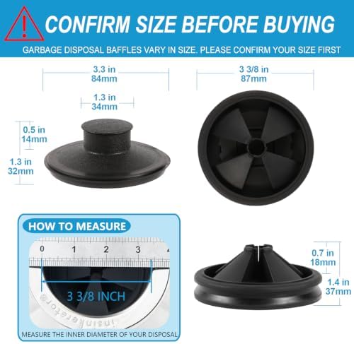 Garbage Disposal Splash Guard 3 3/8" Kitchen Sink Baffle Replacement