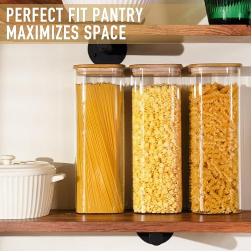 D2scrma 71oz/2.2Qt Square Glass Storage Containers with Lids 3-Pack