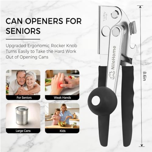 NileHome Commercial Hand Crank Can Opener with Extra-Long Handles
