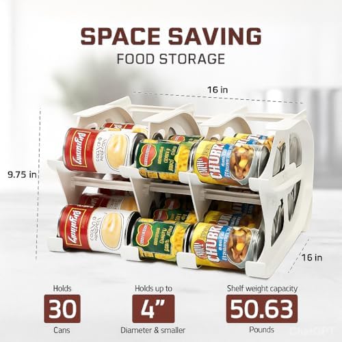 FIFO Countertop Mini Can Tracker, Holds 30 Cans, White