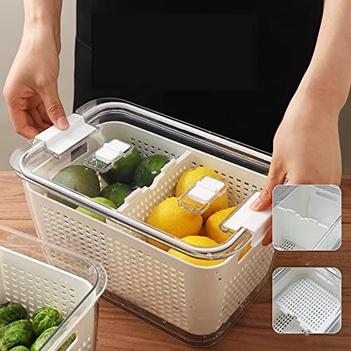 Refrigerator Fruit Storage Container,Drain Airtight Box with