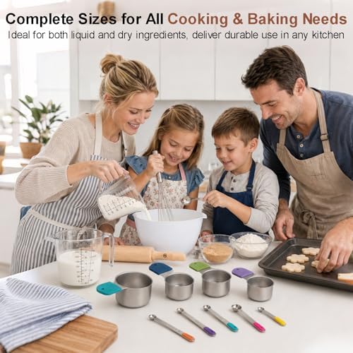 Stainless Steel Measuring Cups and Spoons Set, 7 Magnetic Measuring