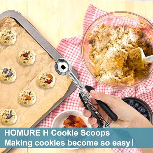HOMURE H Cookie Scoop Set, Include 1 Tbsp/2 Tbsp/3 Tbsp, Cookie Dough