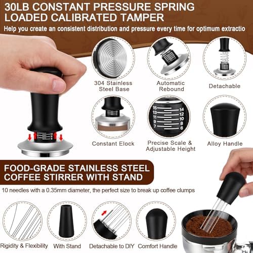 5 Pcs 51mm Espresso Accessories Kit, 3kg/0.1g Accurate Coffee Scale