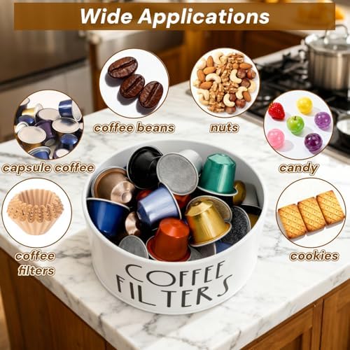 Coffee Filter Holder with Bamboo Lid, Large Capacity