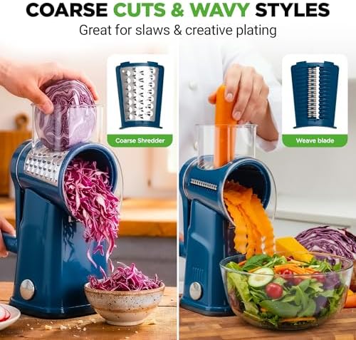 NutriChef 5-in-1 Cheese Grater, Blue