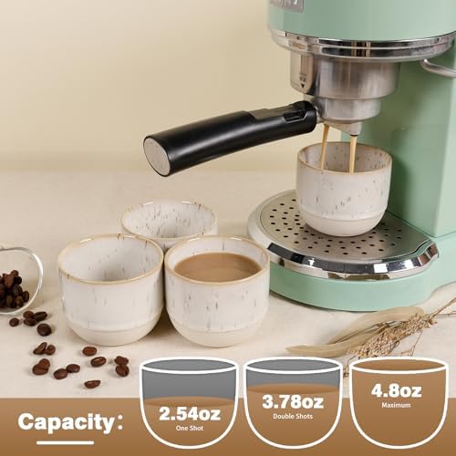 Ceramic Espresso Cups Set of 4, Double Walled Espresso Coffee Mugs for